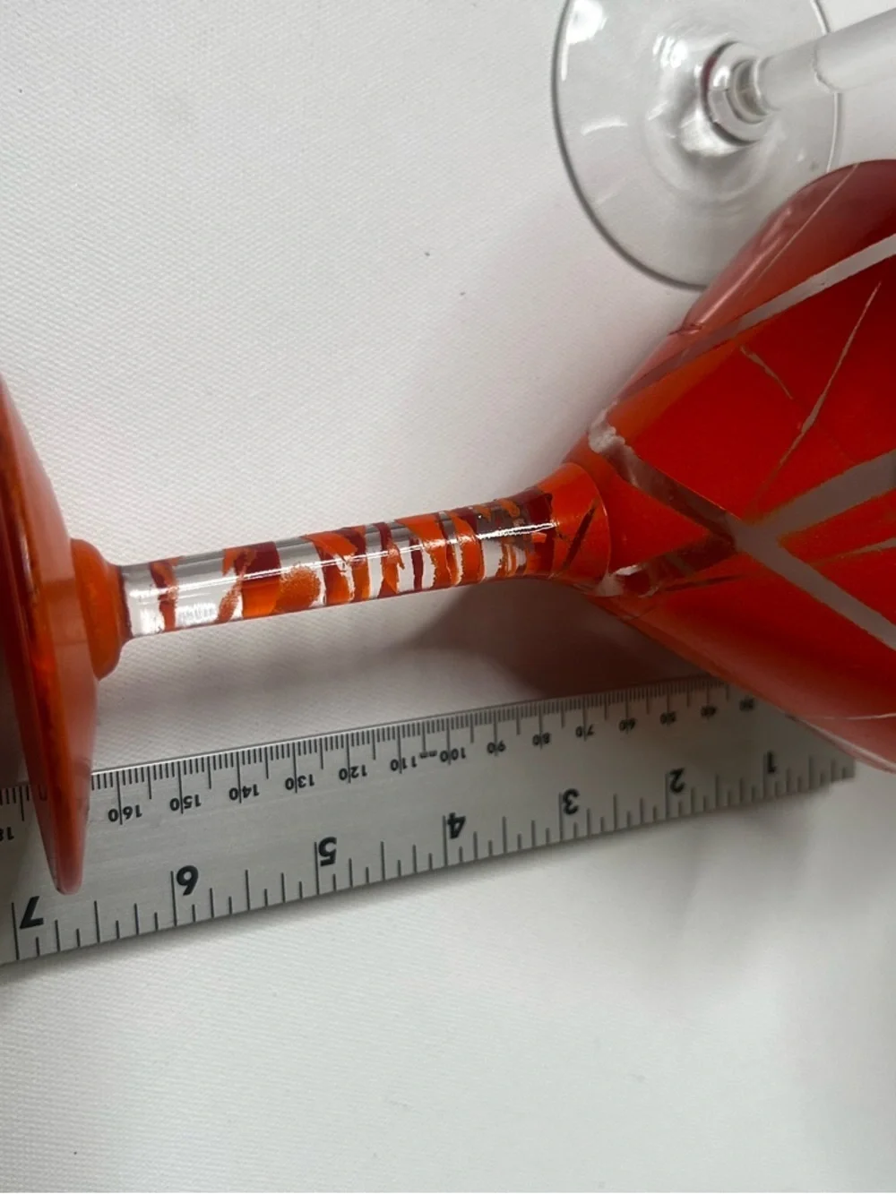 Handpainted Martini Glasses Set of Four 4 Blue Orange Red Pink Home Decor